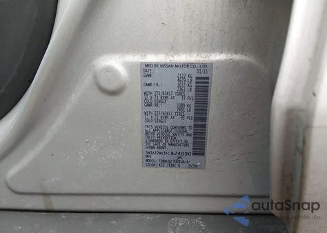 2015 Nissan Rogue Sv z USA, uszkodzony, nr VIN 5N1AT2MV3FC824090